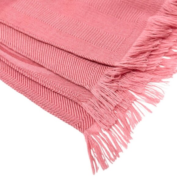 HERMES H Logo New Libris Shawl Scarf Wrap Fringe Pink Cashmere Silk [105760] - Picture 6 of 12